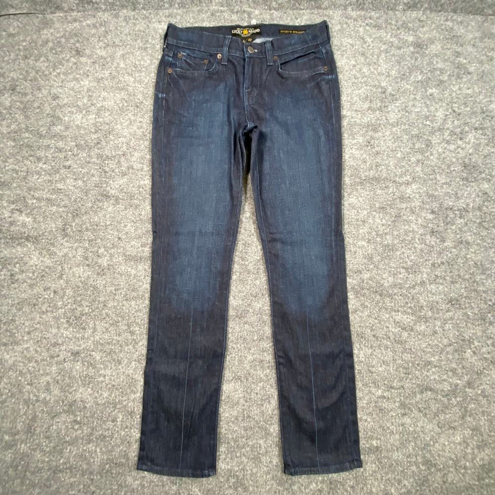 Lucky Brand Sweet N Straight Jeans Womens 4‎ 27 Dark Indigo Blue Denim Mid Rise